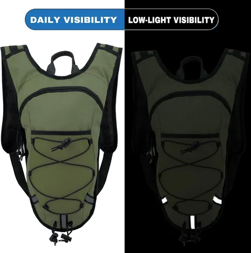 Miniatura 5 de Mochila de Hidratación Ligera con Depósito de Agua de 2L para Correr, Ciclismo, Senderismo – Mochila de Agua Antirrobo con Soporte para Teléfono