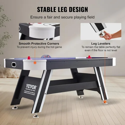Miniatura 4 de VEVOR Mesas de hockey de aire de 72 y 89 pulgadas con marcador LED, mesa de juegos 3 en 1 de 88 pulgadas (hockey, billar, ping pong), incluye