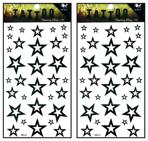Miniatura 13 de Tatuajes 2 hojas de tatuaje temporal 3D negro mariposa líneas discontinuas para mujeres hombres espalda baja hombro cuello brazo tatuaje etiqueta