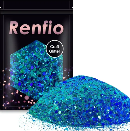 Miniatura 12 de Renfio Chameleon Purpurina Gruesa con Brillo, Juego de Purpurina de Resina de 16 Colores que Cambian de Color, Cada uno 10g/0.35oz, Copos