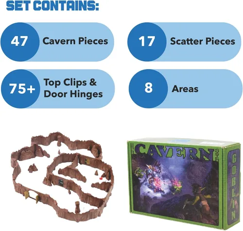 Miniatura 3 de Dirt Cheap Dungeons Goblin Cavern - Juego de 143 piezas de cueva modular y túnel - 5.5 pies de paredes lineales para cuadrícula de 1 pulgada TTRPG
