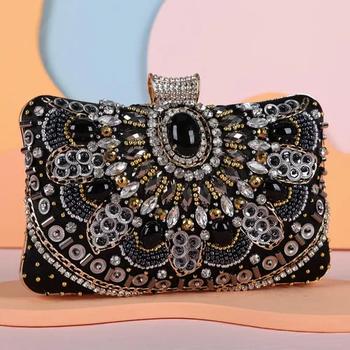 Miniatura 4 de Fawziya Evening Purse Crystal Beaded Pearl Big Clutch Bags For Women Clutches