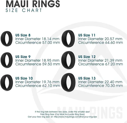 Miniatura 6 de MAUI RINGS - Anillos de boda de silicona para hombre, transpirable, cómodo, atractivo, banda de goma segura para deportes, trabajo, fitness, 8