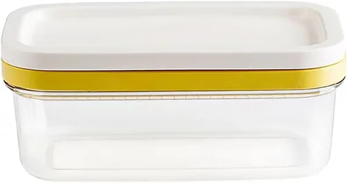 Miniatura 7 de Caja cortadora de mantequilla, plato de mantequilla de plástico con tapa, cortador de mantequilla de acero inoxidable, recipiente rectangular