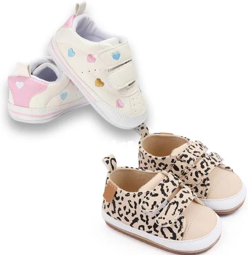 Miniatura 5 de eitwo 2 pares de zapatos de bebé, para niños y niñas, suela de goma antideslizante, unisex, suaves y ligeros, zapatos de cuna para primeros pasos