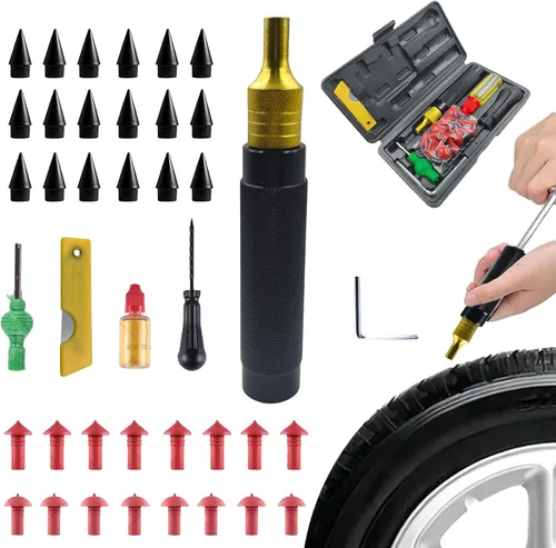 famobay Kit profesional de tapones de neumáticos de hongos – Juego de reparación de neumáticos sin cámara resistente para motocicletas, automóviles,
