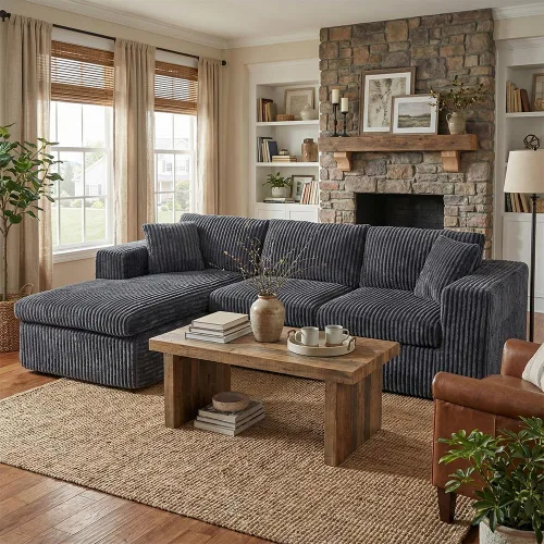 Miniatura 9 de Sofá modular modular de 105 pulgadas para sala de estar, sofá modular en forma de L con asiento profundo, sofá de espuma de nube con diván de gran