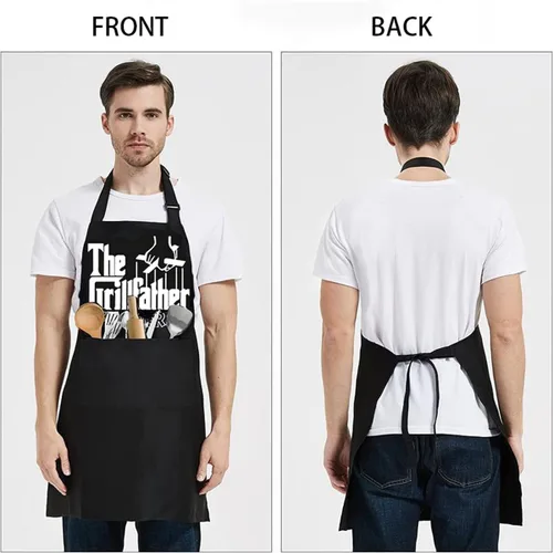 Miniatura 6 de Delantales divertidos para hombres, delantal negro con bolsillos, perfecto para cocinar en la cocina, barbacoa, hornear, regalos para marido, papá