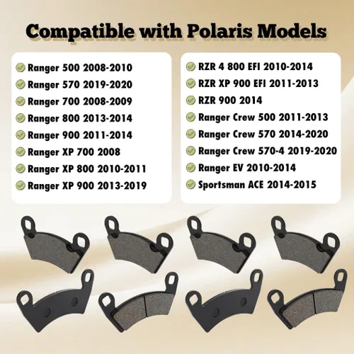 Miniatura 3 de Pastillas de freno delanteras y traseras para Polaris Ranger 500 570 700 800 900 RZR 800 900 XP, Pastillas de freno delanteras y traseras