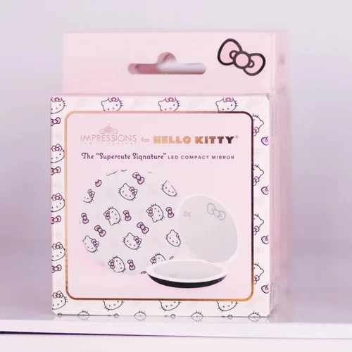 Miniatura 7 de Impressions Vanity Hello Kitty Supercute Signature - Espejo compacto con luz, espejo de maquillaje de viaje con aumento 3X e iluminación LED de luz