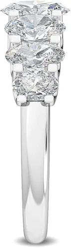 Miniatura 3 de CUSTOMIZE JEWELS 2.10 ctw Oval Shape White Lab Grown Diamond In 14K Gold Side Stone Engagement Ring,F-GVS1-VS2