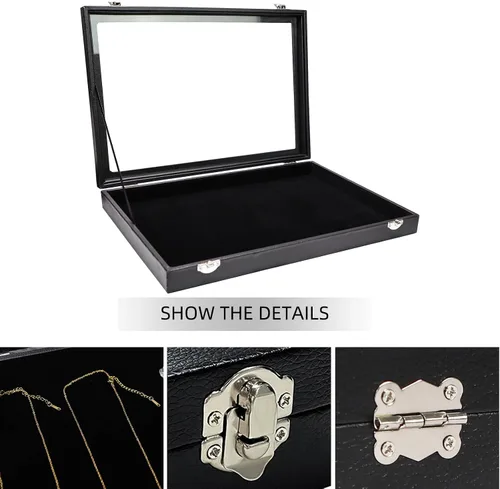 Miniatura 4 de Wuligirl - Bandeja organizadora de anillos con 100 ranuras y tapa transparente, organizador apilable de joyas como aretes, collares y anillos