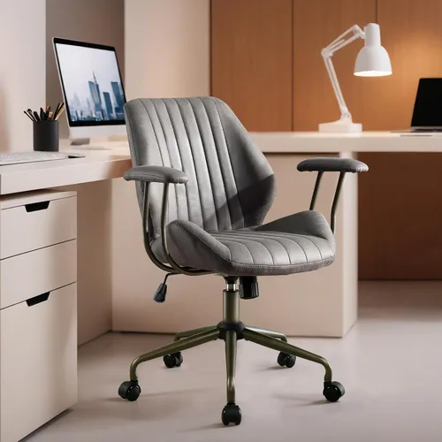 Miniatura 19 de HOOOWOOO Silla de Oficina Ergonómica, Silla de Escritorio Moderna de Computadora de Media Siglo, Silla Ejecutiva Cómoda con Asiento Extra Ancho