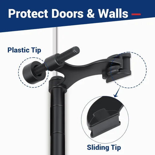 Miniatura 5 de HOME MASTER HARDWARE Tope de puerta con pasador de bisagra, paquete de 12 topes de puerta ajustables de color negro mate con puntas de parachoques