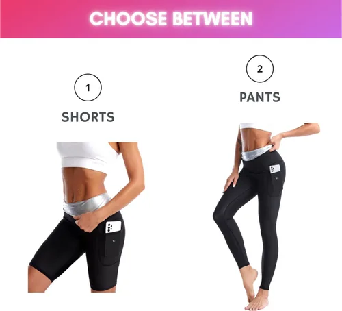Miniatura 2 de Nano Hertz Traje de sauna para sudar, moldeador, pantalones cortos con bolsillos, entrenamiento de cintura, traje para ejercicio, fitness, gimnasio