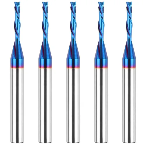EANOSIC 5 piezas de brocas de fresadora en espiral con compresión hacia arriba y hacia abajo de 1/8 pulgadas de diámetro de corte, vástago de 1/4