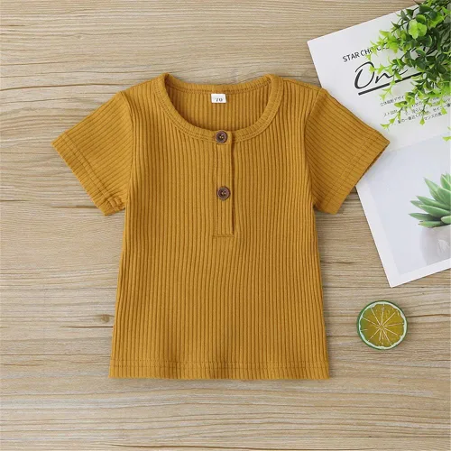 Miniatura 4 de Conjunto de pantalones cortos acanalados para bebé y niña, de punto y pantalones cortos de cordón sólido, ropa de verano