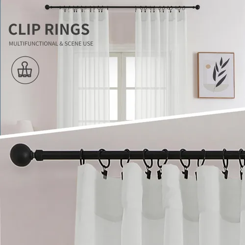 Miniatura 46 de CUCRAF Juego de 2 paneles de cortinas traslúcidas negras de 72 pulgadas de largo, con bolsillo para barra, cortinas de gasa para sala de estar