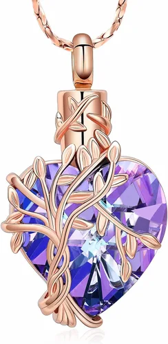 Miniatura 8 de Imrsanl Collar de urna de árbol de la vida con forma de corazón, joyería de cremación para hombres y mujeres, recuerdo, joyería conmemorativa