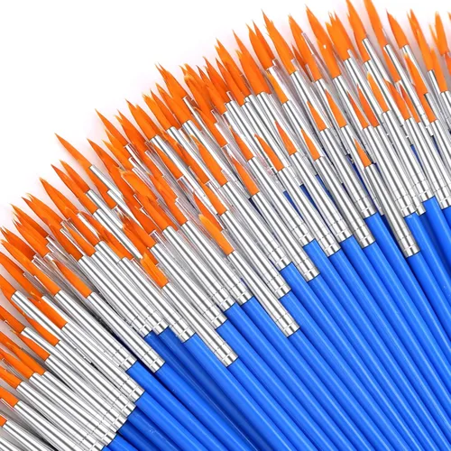 Miniatura 8 de 70 piezas de pinceles de pintura pequeños, pinceles de punta plana y redonda para niños, pinceles de pelo de nailon para acrílico, acuarela, lienzo