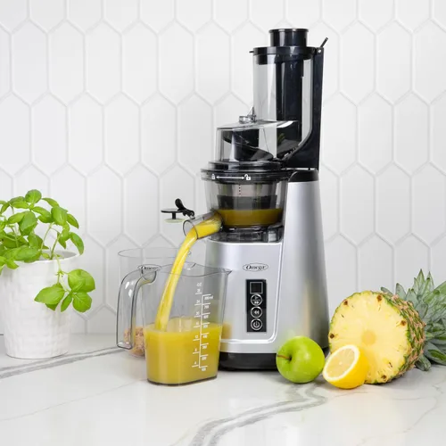 Miniatura 8 de Omega Extractor de Jugos de Boca Ancha Compacto Vertical de Prensado en Frío para Vegetales y Frutas con Tolva de 3 Pulgadas, 2 Velocidades