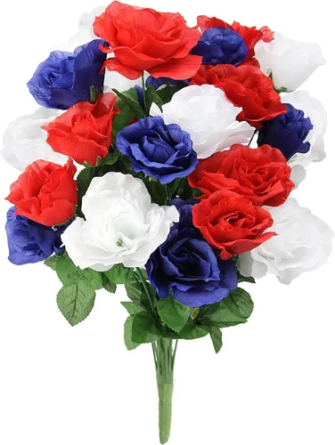 Miniatura 11 de Admired by Nature Arreglo de flores artificiales de primavera de 12 tallos para decoración del hogar, bodas y cementerios para tumbas, flores de 6.