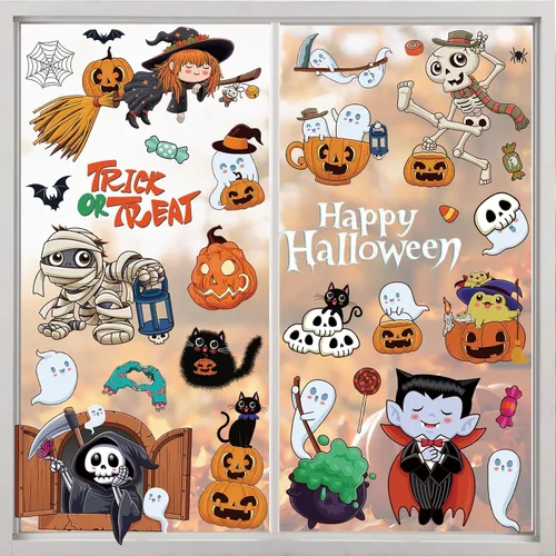 Miniatura 20 de 68 calcomanías de otoño para ventana, de doble cara, hojas de arce de otoño, calabaza, calcomanías para ventana, calcomanías para el hogar, oficina