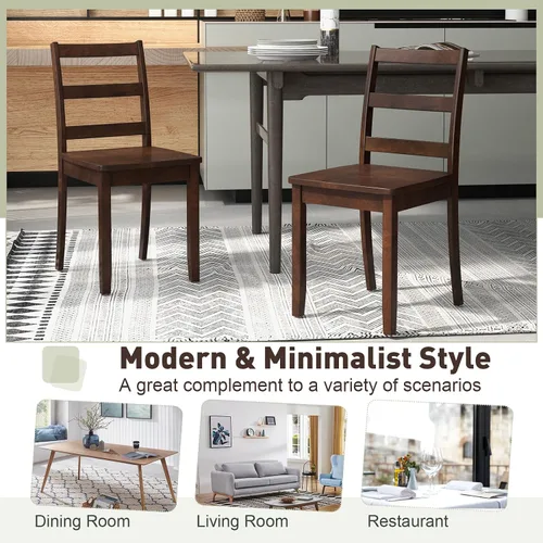 Miniatura 8 de Giantex Juego de 2 sillas de comedor de madera blanca - Sillas de cocina sin brazos de madera con patas de madera de goma sólida, almohadillas