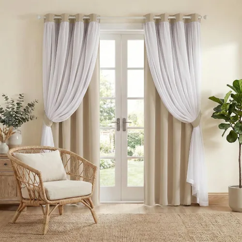 Miniatura 27 de PONY DANCE Cortinas Opacas con Superposición de Gasa, Cortinas de Doble Capa con Aislamiento Térmico Mix & Match para Oscurecer Habitaciones