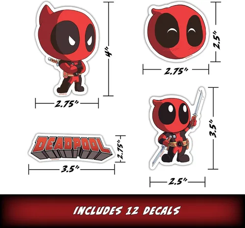 Miniatura 4 de Marvel Deadpool - Adhesivos de vinilo de Deadpool - Juego de 12 adhesivos de vinilo de Deadpool para coche, ventana, camioneta, parachoques, Paquete