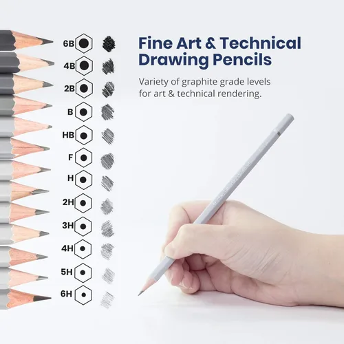 Miniatura 5 de Pacific Arc Lápices de dibujo de grafito prémium para artistas, paquete de tecnología – Lápices profesionales para dibujar, dibujar, dibujar