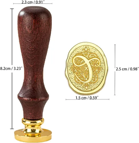Miniatura 2 de Sello de cera inicial del alfabeto C, sello de cera de sellado de letras vintage con cabeza de latón extraíble y mango de madera, para invitación