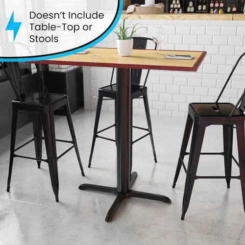 Miniatura 4 de Flash Furniture Beverly - Mesa de restaurante con base en X de 33 x 33 pulgadas de diámetro, columna de altura de barra, color negro, juego de 1