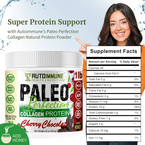 Miniatura 2 de Autoimmune - Polvo de proteína de colágeno sin estevia, sin OMG, colágeno en polvo para mujeres con fibra de manzana, brócoli y zanahoria, paleo