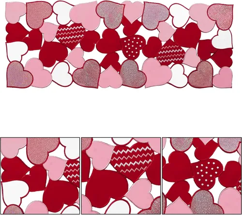 Miniatura 5 de OWENIE Caminos de mesa para el día de San Valentín, centros de mesa de San Valentín, 13 x 36 pulgadas, decoración de mesa roja bordada con corazón