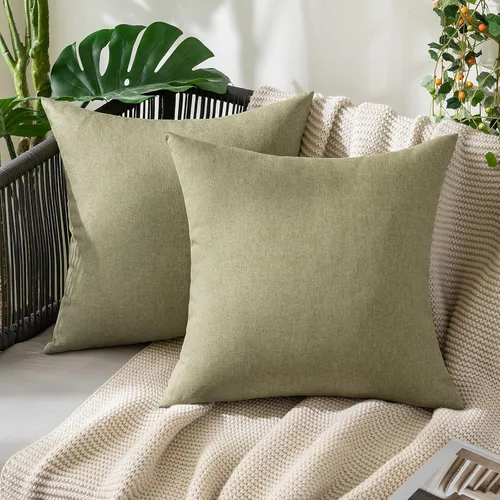 Miniatura 85 de MIULEE Paquete de 2 fundas decorativas para almohadas de exterior, sólidas, impermeables, de lino sintético, estilo granja de jardín, fundas de Óxido