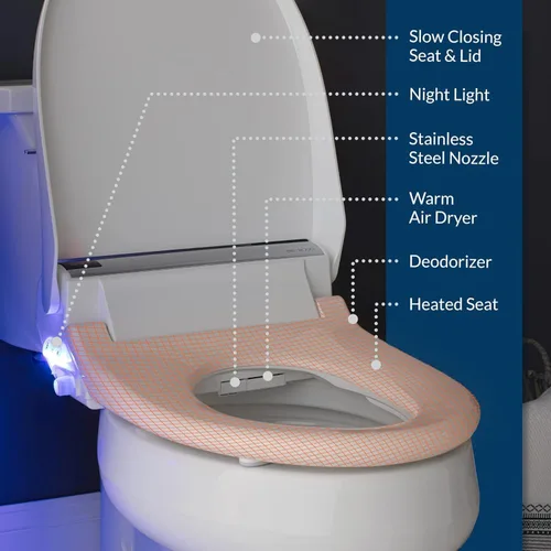 Miniatura 3 de X7 Asiento de inodoro de bidé, accesorio alargado para inodoro con agua caliente con cierre suave, asiento de bidé eléctrico con calefacción