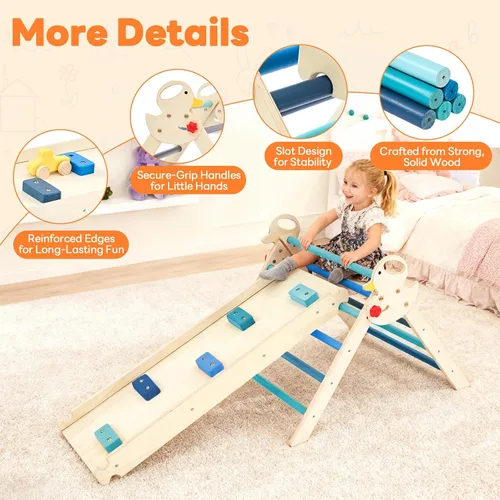 Miniatura 4 de DUMOS Pikler - Juego de triángulos para niños pequeños, juguetes de escalada y estructura de juego para interiores, juego de escalada Montessori