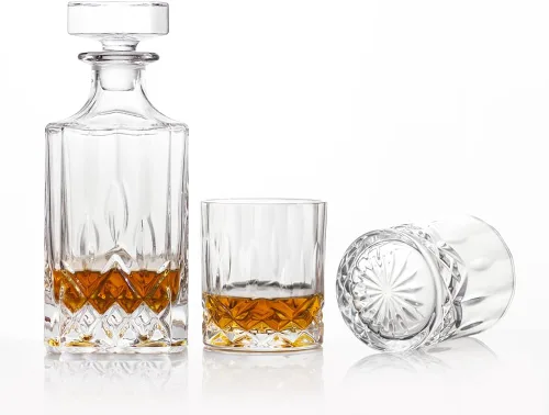 Miniatura 6 de Juego de decantador de whisky cuadrado de 23Oz con 2 vasos en caja, juego de decantador para licor de scotch, juego de decantadores de vino y whisky