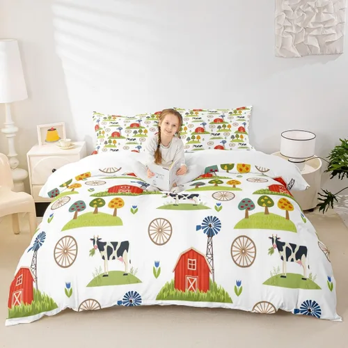 Miniatura 24 de Juego de funda de edredón para niños, diseño de pingüino de dibujos animados, tamaño King, bonito juego de ropa de cama de animales de poste ártico
