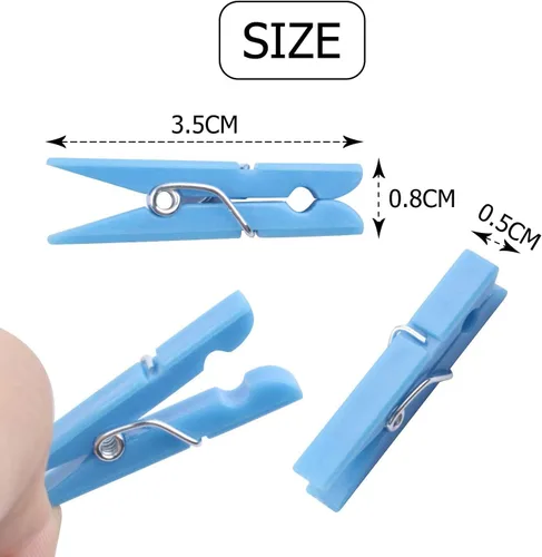 Miniatura 3 de Jdesun 50 clips para fotos, mini clip de plástico para papel, pinzas para la ropa, oficina, hogar, arte (azul)