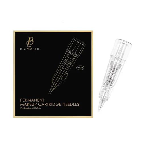 BIOMASER - Agujas de cartucho, 10 agujas de tatuaje para maquillaje permanente, esterilizadas, para máquina de maquillaje permanente, bolígrafo T100