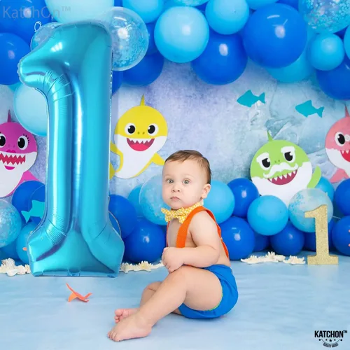 Miniatura 980 de KatchOn, Globo grande azul número 2 de 40 pulgadas Decoraciones de cumpleaños de Baby Shark para niño de 2 años Globo azul número 2 Globo