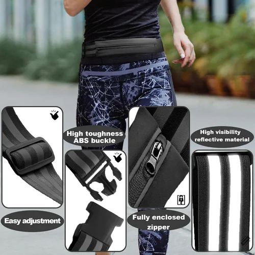 Miniatura 3 de Cinturón de teléfono para correr para mujeres y hombres, soporte para teléfono, bolsa reflectante para corredores, cinturón de dinero, cintura