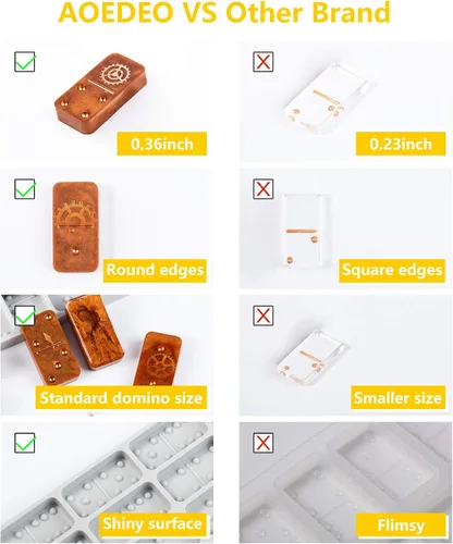 Miniatura 2 de Moldes de dominó redondos y gruesos para fundición de resina para dominó de silicona con bordes redondos, brillantes, sin arañazos y duraderos