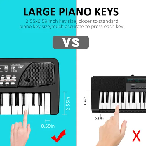 Miniatura 6 de Teclado de piano para niños, piano eléctrico de 49 teclas, juguete de aprendizaje musical para principiantes con micrófono, juguetes musicales