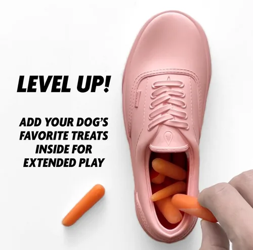 Miniatura 4 de Juguete masticable para perros con sabor a carne de res, zapato deportivo, grande, goma natural, resistente, rosa polvo Rosado Powder
