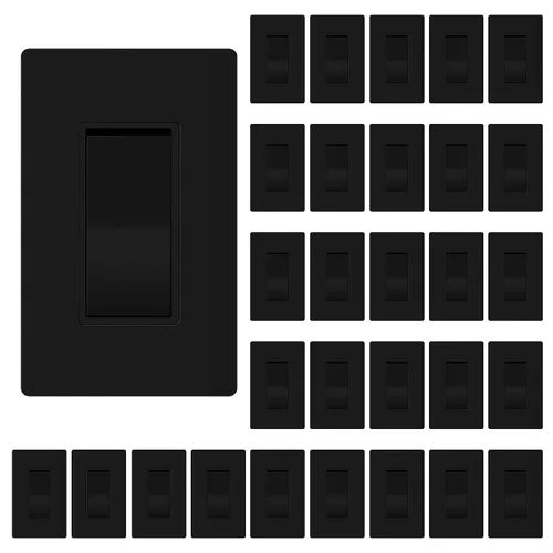Miniatura 27 de ThunderWay - Interruptor de luz para decoración de 3 vías con placas de pared, 15 A 120/277 V, interruptores basculantes de pared Decora de tres