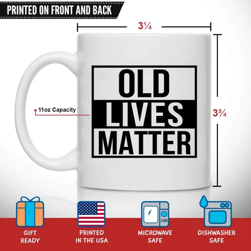 Miniatura 3 de DU VINO Old Lives Matter Taza de café de 11 onzas, divertido regalo de cumpleaños o jubilación para personas mayores mayores, regalo de broma