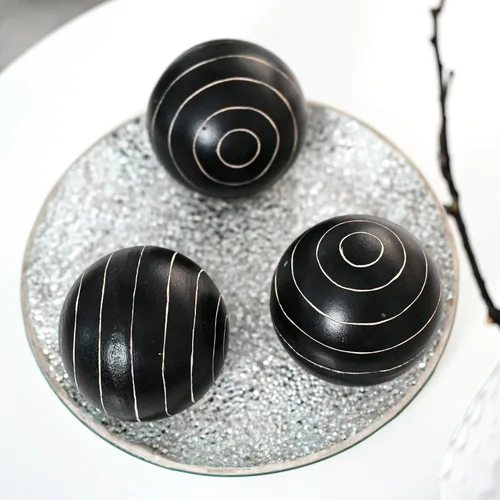 Miniatura 4 de Orbes decorativos para cuencos y jarrones, patrón circular, bolas redondas de resina de 4 pulgadas, juego de 3, centro de mesa de café para sala